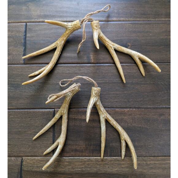 Woodland Holiday Antlers Set of 4 Christmas Ornament Decor New - Picture 1 of 6